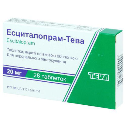 Світлина Есциталопрам-Тева таблетки 20 мг №28
